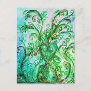 WHIMSICAL FLOURISHES bright green blue white Briefkaart