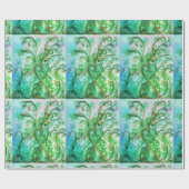 WHIMSICAL FLOURISHES bright green blue white Cadeaupapier (Vlak)