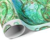 WHIMSICAL FLOURISHES bright green blue white Cadeaupapier (Rol Hoek)