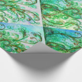 WHIMSICAL FLOURISHES bright green blue white Cadeaupapier (Hoek)