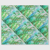 WHIMSICAL FLOURISHES bright green blue white Cadeaupapier (Vlak)