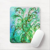 WHIMSICAL FLOURISHES bright green blue yellow Muismat (Met muis)