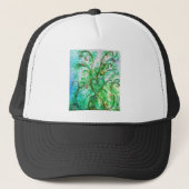 WHIMSICAL FLOURISHES bright green blue yellow Trucker Pet (Voorkant)