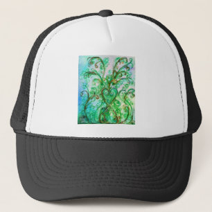 WHIMSICAL FLOURISHES bright green blue yellow Trucker Pet