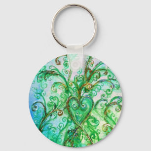 WHIMSICAL FLOURISHES bright green yellow blue Sleutelhanger