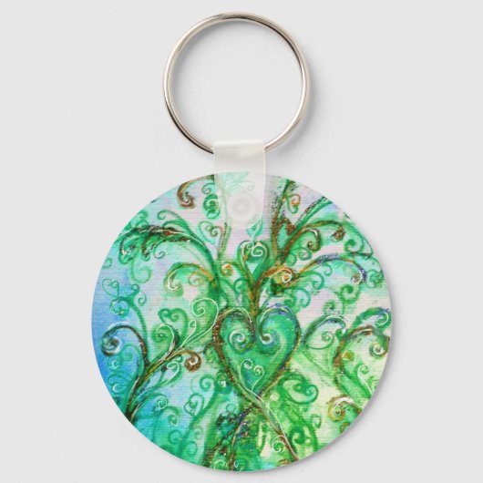 WHIMSICAL FLOURISHES bright green yellow blue Sleutelhanger (Voorkant)