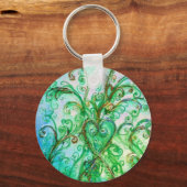 WHIMSICAL FLOURISHES bright green yellow blue Sleutelhanger (Voorkant)