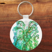 WHIMSICAL FLOURISHES bright green yellow blue Sleutelhanger (Voorkant)