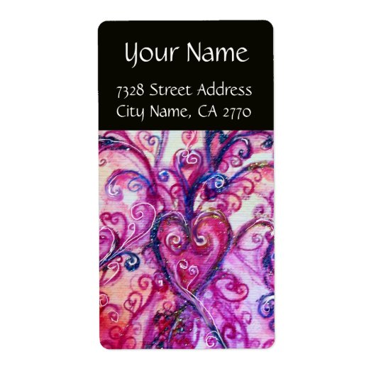 WHIMSICAL FLOURISHES Bright roze Paars zwart Etiket (Voorkant)