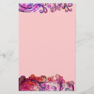 WHIMSICAL FLOURISHES bright roze red paars Briefpapier