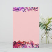 WHIMSICAL FLOURISHES bright roze red paars Briefpapier (Staand voorkant)