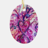 WHIMSICAL FLOURISHES HEART bright roze fuchsia Keramisch Ornament (Achterkant)