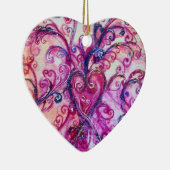WHIMSICAL FLOURISHES HEART heldere roze blauw Keramisch Ornament (Rechts)