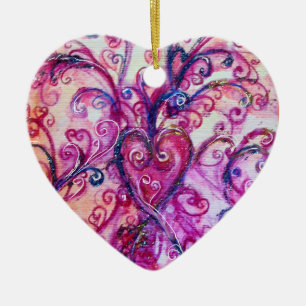 WHIMSICAL FLOURISHES HEART heldere roze blauw Keramisch Ornament