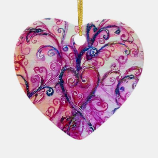 WHIMSICAL FLOURISHES HEART heldere roze blauw Keramisch Ornament (Voorkant)