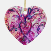 WHIMSICAL FLOURISHES HEART heldere roze blauw Keramisch Ornament (Achterkant)