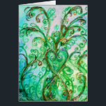 WHIMSICAL FLOURISHES HEART/Moederdag<br><div class="desc">Kleurrijke heldere groene blauwe witte bloesems en bloei in het lentesschilderij .Waterverf met gouden en zilverkleurige folie.</div>