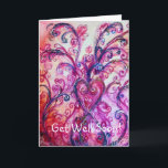 WHIMSICAL FLOURISHES HEART / Snel goed Kaart<br><div class="desc">Kleurrijke,  roze paarse witte bloesems en bloei in het lentesschilderij .Waterverf met gouden en zilverkleurige folie.</div>