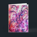 WHIMSICAL FLOURISHES HEART / Snel goed Kaart<br><div class="desc">Kleurrijke,  roze paarse witte bloesems en bloei in het lentesschilderij .Waterverf met gouden en zilverkleurige folie.</div>