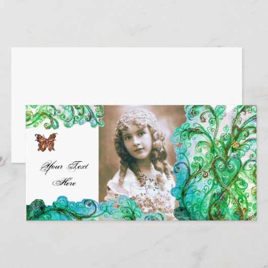 WHIMSICAL FLOURISHES heldere blauwe witte groen (Voorkant / Achterkant)