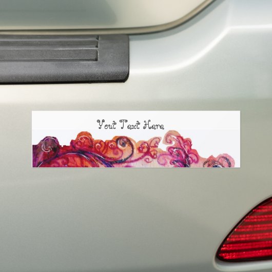 WHIMSICAL FLOURISHES heldere roze paars wit Bumpersticker (Op auto)