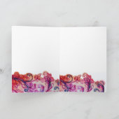 WHIMSICAL FLOURISHES heldere roze paars wit Feestdagen Kaart (Binnen)