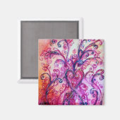 WHIMSICAL FLOURISHES heldere roze paars wit Magneet (Voorkant / Achterkant)