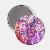 WHIMSICAL FLOURISHES heldere roze paars wit Magneet (Voorkant / Achterkant)
