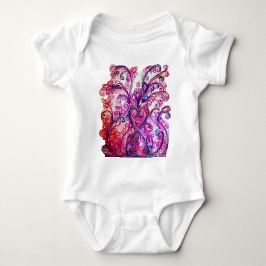 WHIMSICAL FLOURISHES heldere roze paars wit Romper (Voorkant)