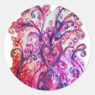 WHIMSICAL FLOURISHES heldere roze paars wit Ronde Sticker