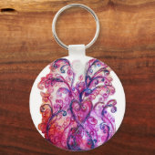 WHIMSICAL FLOURISHES heldere roze paars wit Sleutelhanger (Voorkant)