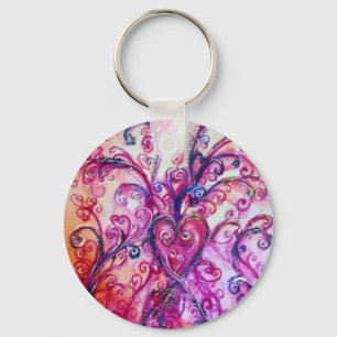 WHIMSICAL FLOURISHES heldere roze paars wit Sleutelhanger