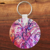 WHIMSICAL FLOURISHES heldere roze paars wit Sleutelhanger (Voorkant)