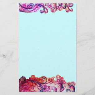 WHIMSICAL FLOURISHES heldere roze rood paars blauw Briefpapier