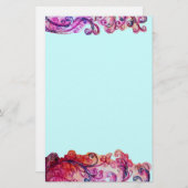 WHIMSICAL FLOURISHES heldere roze rood paars blauw Briefpapier (Voorkant / Achterkant)