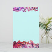 WHIMSICAL FLOURISHES heldere roze rood paars blauw Briefpapier (Staand voorkant)