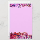 WHIMSICAL FLOURISHES heldere roze rood paars vilt Briefpapier (Voorkant / Achterkant)