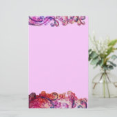 WHIMSICAL FLOURISHES heldere roze rood paars vilt Briefpapier (Staand voorkant)