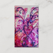 WHIMSICAL FLOURISHES Red Pink Floral Black Paper Visitekaartje (Achterkant)