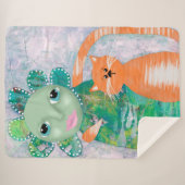 Whimsical Flower and Cat Sherpa Deken (Voorkant (horizontaal))