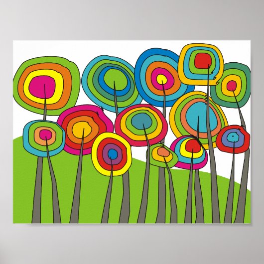 Whimsical Flower Art Poster #7 (Voorkant)