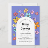 Whimsical Flower Baby shower – Peach & Pastel Kaart (Voorkant)