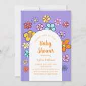 Whimsical Flower Baby shower – Peach & Pastel Kaart (Voorkant)
