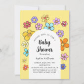 Whimsical Flower Baby shower – Peach & Pastel Kaart (Voorkant)