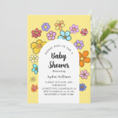 Whimsical Flower Baby shower – Peach & Pastel Kaart (Staand voorkant)