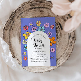 Whimsical Flower Baby shower – Peach & Pastel Kaart