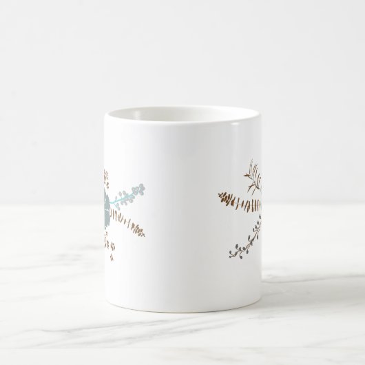 Whimsical Flower Blauwgroen Pink Grey Fstromend Fl Koffiemok (Center)