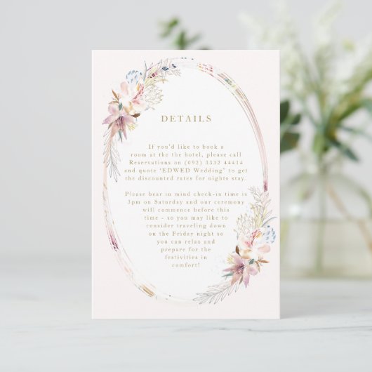 Whimsical Flower Bohemian Wedding Enclosure Card RSVP Kaartje (Staand voorkant)