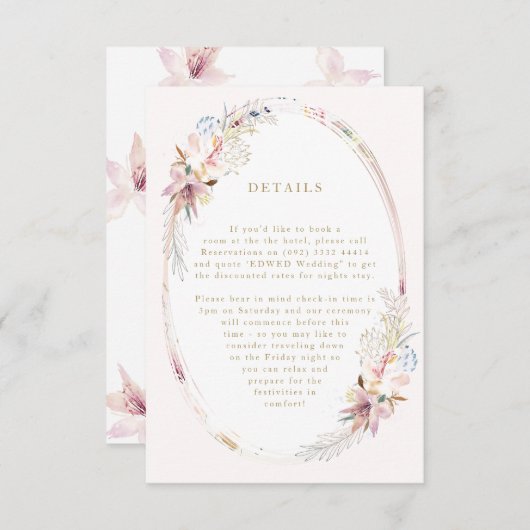 Whimsical Flower Bohemian Wedding Enclosure Card RSVP Kaartje (Voorkant / Achterkant)