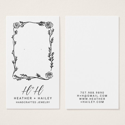 Whimsical Flower Border Sieraden Display Kaarten Visitekaartje (Voorkant /achterkant)